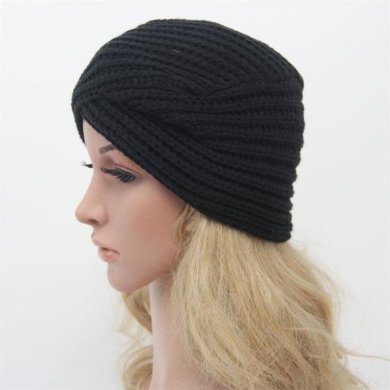 Women's Knitted Turban Hats Funny Cute Head Wrap Cross India Caps Ladies Winter Warm Winter Autumn Clothes Accessories