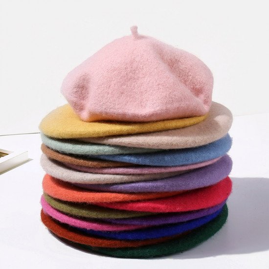 Wool Beret Hats Women Winter French Hat Girls Solid Color Fashion  Autumn Winter Beret Hat For Women Flat Cap Hat Felt Berets